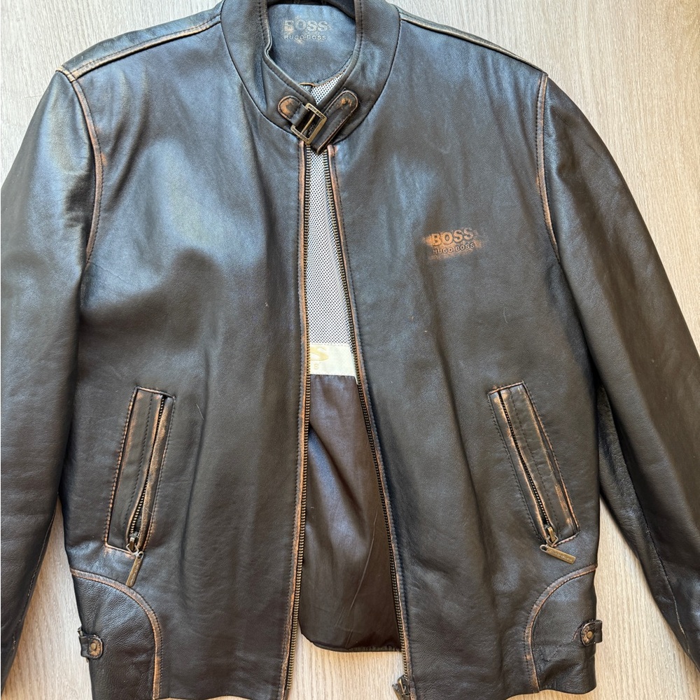 Boss Black Bomber Jacket with Ribbed Waistband